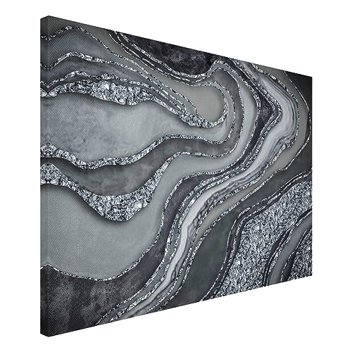 Arcondo Leinwandbild Canvas Abstrakte Linien Marmor in Grau 70 cm x 70 cm