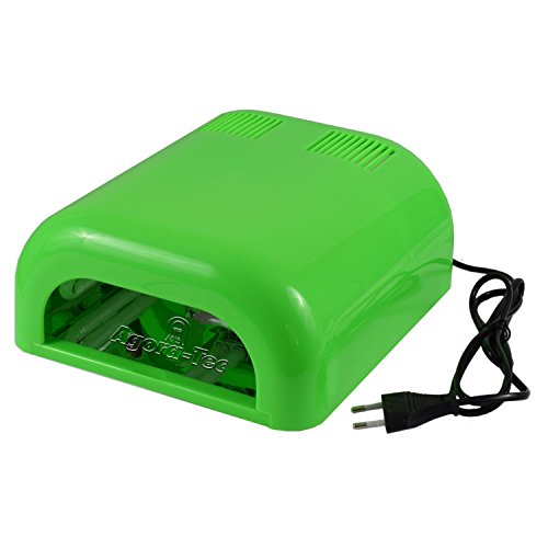 Agora-Tec® UV Lichthärtungsgerät 36Watt green für Nailart NagelDesign Nagelmodellage mit 4 x 9 Watt UV Lampen (Röhren) zum Aushärten von UV Gelen auf Fingernägeln