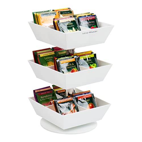 Mind Reader Anchor Collection Tee- und Gewürzkarussell, 3-stöckig, 12 Fächer, Arbeitsplatten-Organizer, Pausenraum, Weiß