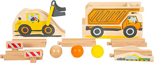 Small Foot 11382 Kugelbahn Junior Baustelle aus Holz mit erweiterbaren Elementen, inkl. Kugeln, für Kinder ab 18 Monaten Spielzeug
