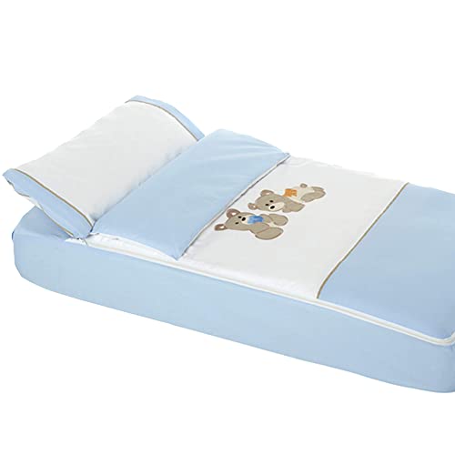 Pekebaby Baby Friends Bettbezug mit abnehmbarem Bezug für Kinderbett, 50 x 80 cm, Blau