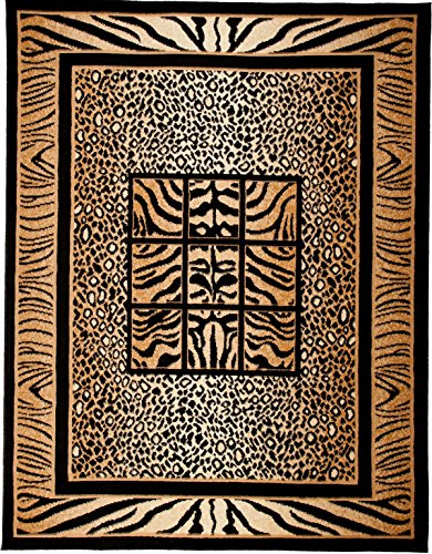 Carpeto Tierfell Teppich Beige 160 x 230 cm Afrika Muster Kurzflor Verona Kollektion