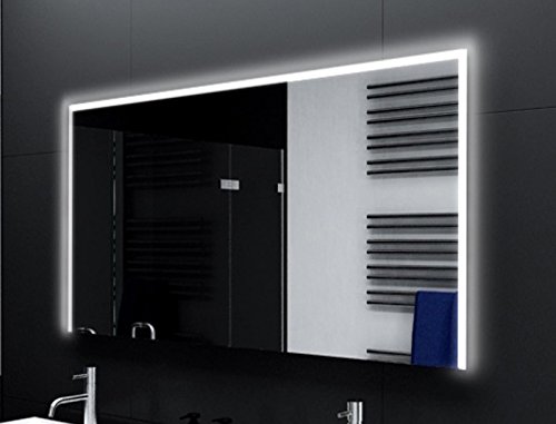 SARAR Eckiger Badspiegel Badezimmerspiegel MA3112 mit LED-Beleuchtung nach auf Maß moderner Leuchtspiegel Bad 90x60 cm