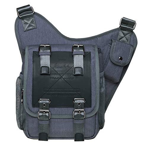 KAUKKO Damen Messenger-Bags Verstellbarem Sling Bag Retro Brusttasche Perfekt für Outdoorsport, Wandern, Radfahren, Schule 3.6 L (Grau JNL-FH03-1-09-FBA)