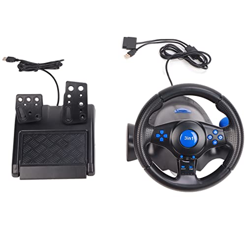 Gaming-Lenkrad mit Pedal, 180-Grad-Rotation Game Racing Wheel Multifunktionales 3-in-1 Driving Force Racing Wheel Kompatibel mit PS2, PS3, PC