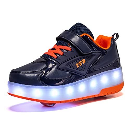 Kinder LED Rollschuhe Mädchen Jungen 7 Farben Led Lichter Leuchtend Schuhe mit Rollen USB Aufladbare Blinken Rollenschuhe Outdoor Gymnastik Doppelräder Skateboard Sneaker