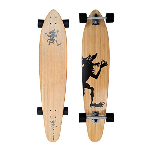 Apollo Longboard Hawaiian Wulff Kicktail Komplettboard mit High Speed ABEC Kugellagern, Freeride Skaten Cruiser Boards