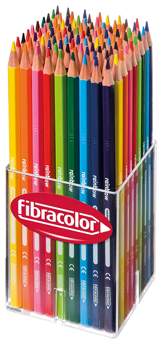 FIBRACOLOR Rainbow Dose 96 Buntstifte Sechskant Holzstifte feine Spitze