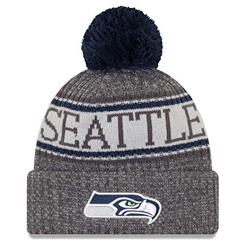 New Era Seattle Seahawks Beanie NFL 2018 Sideline Sport Graphite Knit Navy/Grey - One-Size