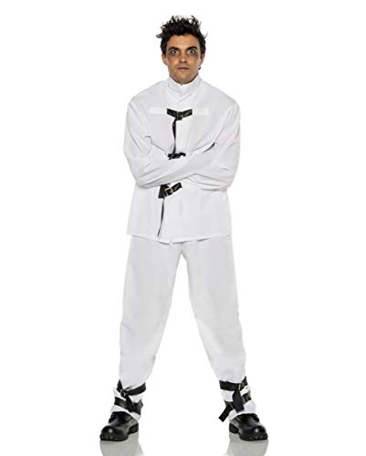 Weiß-schwarzes Zwangsjacken Herrenkostüm für Halloween & Fasching XL