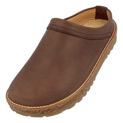 HAFLINGER Travel-Classic Eleganter Clog aus Leder mit Gummisohle Braun (Dunkelbraun 748), Gr. 40