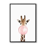Bubble Bubble Gum Giraffe Zebra Tier Poster Leinwand Kunst Malerei Wandkunst Kinderzimmer Dekoratives Bild Nordic Style Kids Deco 50x70cm No Frame
