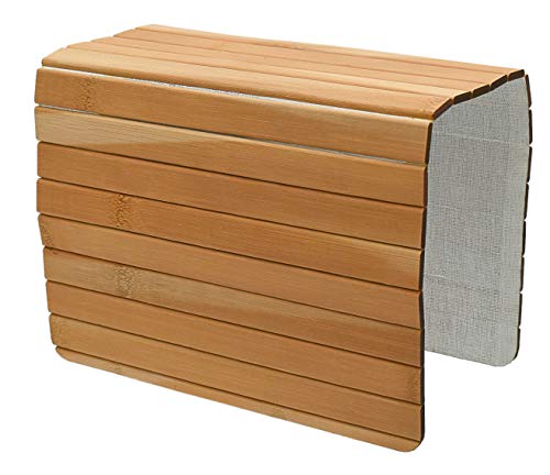 Möbelbörse 2er Set Sofatablett aus Bambus Tablett Flexablage Ablage Armlehne Sofa Couch Armlehnentablett für Getränke, Snacks etc. (Natur)