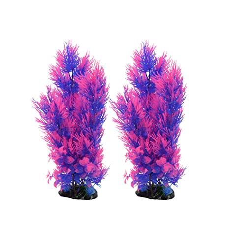 CNZ Aquarium-Dekoration für Aquarien, Kunstpflanze, Grün, 15.5-inch Pink/Purple