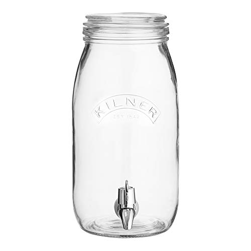 KILNER Getränkespender Einmachglas, 3 Liter, 25 x 19 x 30 cm, Glas/Kunststoff/Silikon
