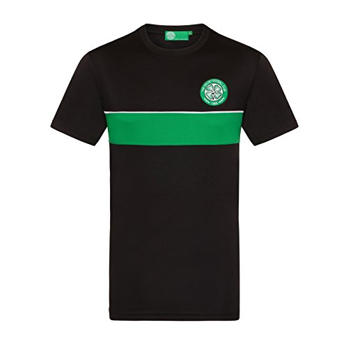 Celtic FC - Jungen Trainingstrikot aus Polyester - Offizielles Merchandise - Geschenk für Fußballfans - Schwarz/Grün gestreift - 6-7 Jahre