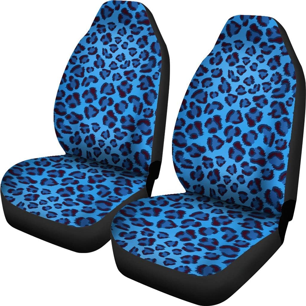 456 Autositzbezüge 2 Stück, Blaues Gepard Leopard Muster Vordersitzbezüge Universal Sitzbezüge Auto Vordersitze Waschbar Auto Sitzbezüge Für Mann Frau Geschenk