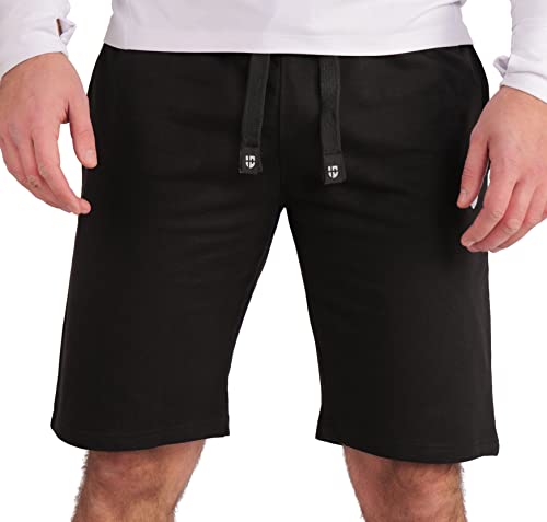 Gennadi Hoppe Herren Sweat Cotton Shorts Berti Bermuda Sweatpant Sport Short H6690 s-s S schwarz-schwarz