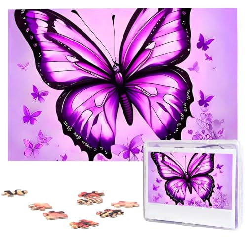 Purple Butterfly Puzzles 1000 Pieces Personalized Jigsaw Puzzles Photos Puzzle for Family Picture Puzzle for Adults Wedding Birthday (29.5" x 19.7")