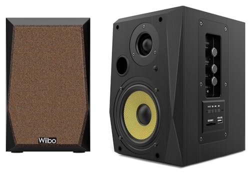 WIIBO - Neo 50 V2 - Tragbarer Bluetooth-Lautsprecher - Intelligente HiFi-Lautsprecher - Regallautsprecher - Leistung 50 W - 145 mm x 200 mm x 230 mm - Farbe Schwarz und Gelb - inkl. Fernbedienung