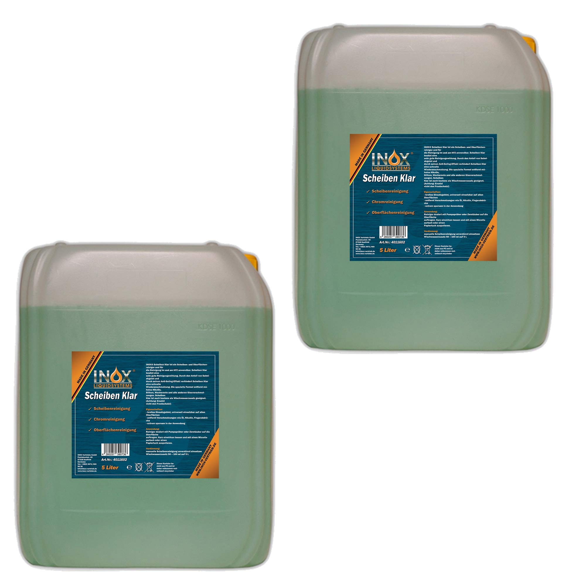 INOX® Scheiben Klar Scheibenreiniger Konzentrat, 2 x 5L - Glasreiniger für Autoscheiben