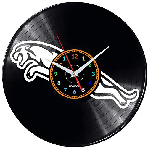 EVEVO Jaguar Wanduhr Vinyl Schallplatte Retro-Uhr groß Uhren Style Raum Home Dekorationen Tolles Geschenk Wanduhr Jaguar