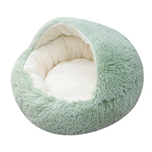 LuukUP Katzenbett Flauschig Katzendecke-Halbrunden Flauschigen Donut Pet Bett-Faux Pelz Cuddler Pet Kissen Sofa-Winter warme Haustier Schlafen Kissen Anti-Slip Bett für Katze Welpen (60cm,Grün)