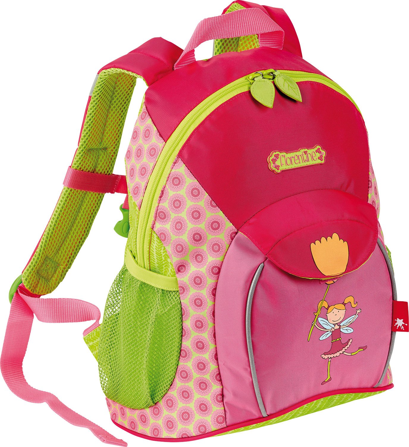 Sigikid 24452 Rucksack groß Florentine Mädchen Kinderrucksack empfohlen ab 3 Jahren grün/rosa, 32 cm