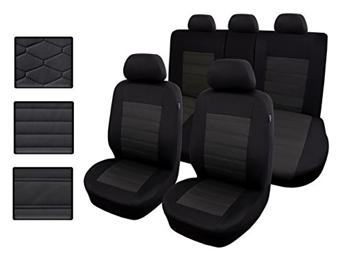 Carpendo Sitzbezüge Auto Set Autositzbezüge Schonbezüge Schwarz Vordersitze und Rücksitze - MG1 - Airbag geeignet