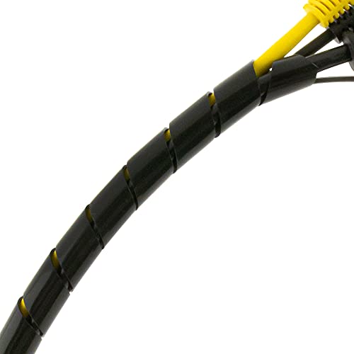 SeKi Spiralband 20-130mm 20 Meter Schwarz, Flexibler Kabelschlauch Spiralschlauch Kabel-Schutz; Zum Bündeln von Kabeln