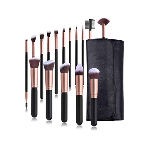 professionelle Make-up-Pinsel 16 stücke Make-up Pinsel Set Premium Synthetische Fundament Pulver Concealer Eye Shadows Blush Makeup Pinsel mit schwarzem Fall Make-up-Tools (Color : Black)