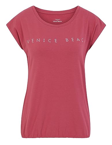 Venice Beach Sport-T-Shirt für Damen mit körperumspielender Schnittform und Rundhalsausschnitt Wonder XXL, deep red