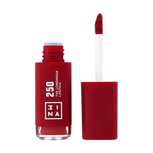 3ina MAKEUP - Vegan - Cruelty Free - The Longwear Lipstick 250 - Dunkelrosa rot - Langanhaltender Lipstick - Matt - Flüssig Intensive Farbe - 8H Lippenstift, 6.5 ml