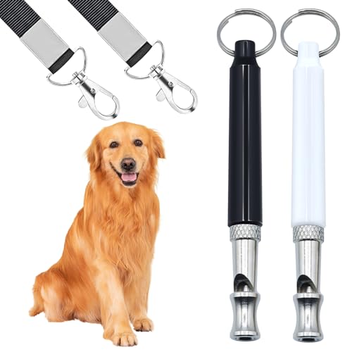 liuwei 2 Pcs Dog Whistles with Lanyard, Dog Whistle to Stop Barking, Adjustable Frequency Ultrasonic Dog Whistle, Professional Recall Dog Training Whistle