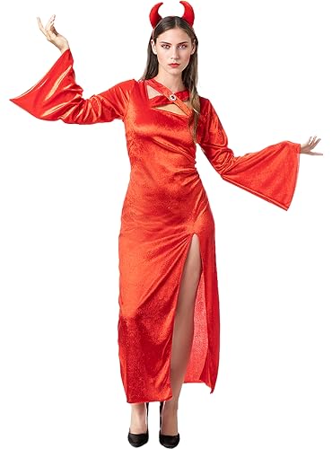 Funidelia | Teuflische Priesterin Kostüm für Damen Dämonen, Teufel, Halloween, Horror - Kostüm für Erwachsene & Verkleidung für Partys, Karneval & Halloween - Größe XXL - Granatfarben