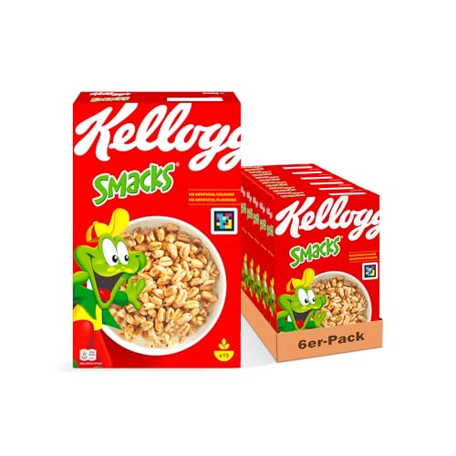 Kellogg's Smacks Frühstückscerealien (6 x 400 g) – knusprig-süßer Puffweizen – aus natürlichem Getreide, ohne künstliche Farb- und Aromastoffe