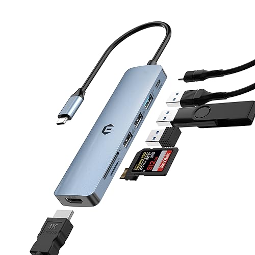 7 in 1 USB C Hub, TYMYP USB Adapter, 5 Gbps Datenübertragung, bietet 4K HDMI, 100W PD, USB 3.0 Ports, 2 x USB 2.0 Ports und einen SD/TF Kartenleser
