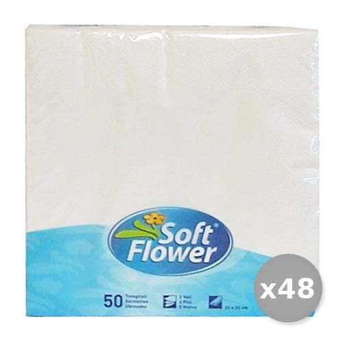 Set 48 soft flower weiß 33 x 33 2 lagig * 50 Stück Servietten Zubehör für die Tisch