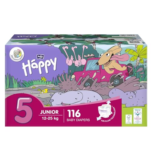 bella baby Happy Windeln Größe 5 Junior 12 -25 kg, 1er Pack (1 x 116 Stück) mit maximalem Schutz und New Flexi Fit