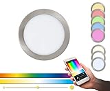 EGLO connect LED Einbauleuchte Fueva-C, Smart Home Einbaulampe, Material: Metallguss, Kunststoff, Farbe: Nickel matt, Ø: 22,5 cm, dimmbar, Weißtöne und Farben einstellbar