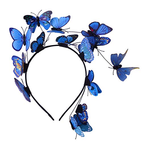 Lurrose Schmetterlings-Haarband mit farbenfrohen Schmetterlingen, Fascinator, Haarband, Karneval, Party, Verkleidung, Schmetterling, Haaraccessoires für Frauen (blau)