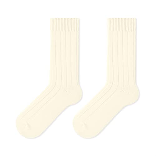 1 Paare Mens Mode Strick Herbst Winter Dicke Warme Athletische Lauf Socken Casual Cotton Socken (Color : White, Size : 40-44)