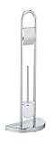 WENKO WC-Garnitur Raumwunder - WC-Bürstenhalter, platzsparend, halber Standfuß, Stahl, 33 x 84 x 18 cm, Chrom