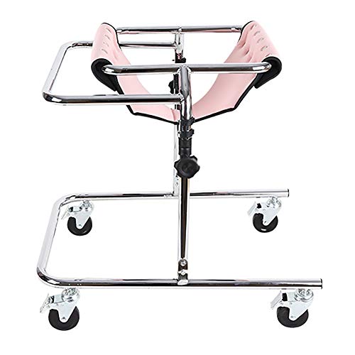 Tragbarer Stand Upright Walker for Kinder-Rehabilitationstraining für Zerebralparese-Behinderung, faltbarer Kleinkinder-Walker mit Rädern und Sitz (Color : Pink, Size : Small)