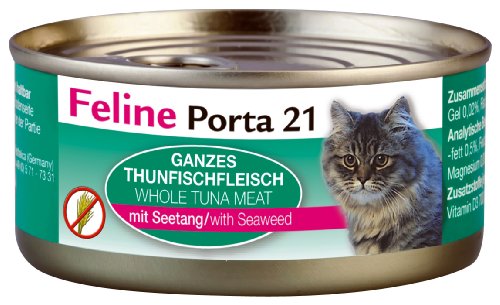 Feline Porta 21 | Ganzes Thunfischfleisch mit Seetang | 24 x 156 g