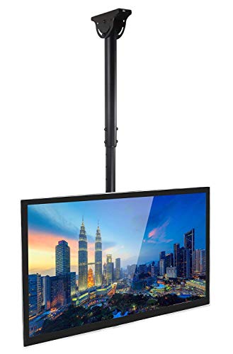 Mount-It! TV Deckenhalterung - höhenverstellbar & schwenkbar (360-Grad Drehung für LCD-LED-OLED Plasmafernseher mit Flachbildschirm) - passend für bis zu 75-Zoll Fernseher (Kapazität: 50kg)