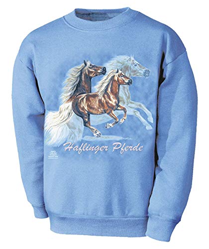 Fan-O-Menal Textilien Kinder Sweatshirt mit Pferdemotiv - Haflinger Asterix - 08668 blau - ©Kollektion Bötzel - Gr.110-164 Größe 134/146