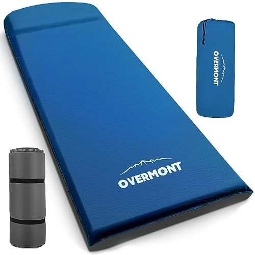 OVERMONT Camping Isomatte mit integriertem Kissen Selbstaufblasbare Schlafmatte 7,6 cm Dick aus Memory-Schaum für Zelt, Wandern, Reisen