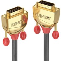 Lindy Gold - DVI-Kabel - Dual Link - DVI-D (M) bis DVI-D (M) - 1,0m - Daumenschrauben - Grau (36201)