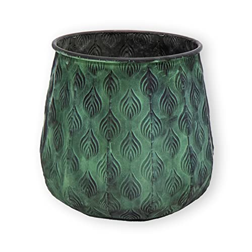 colourliving Übertopf Pflanztopf Cauldron Serie Pflanzgefäß aus Zink Rund Blumentopf Metall Blumenpott (35, grün)